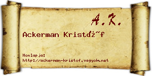 Ackerman Kristóf névjegykártya